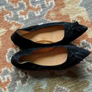 Black Suede J.Crew Lottie Tassel Flats
